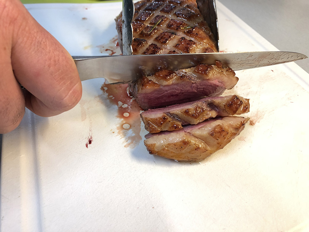 Duck breast sliced into strips