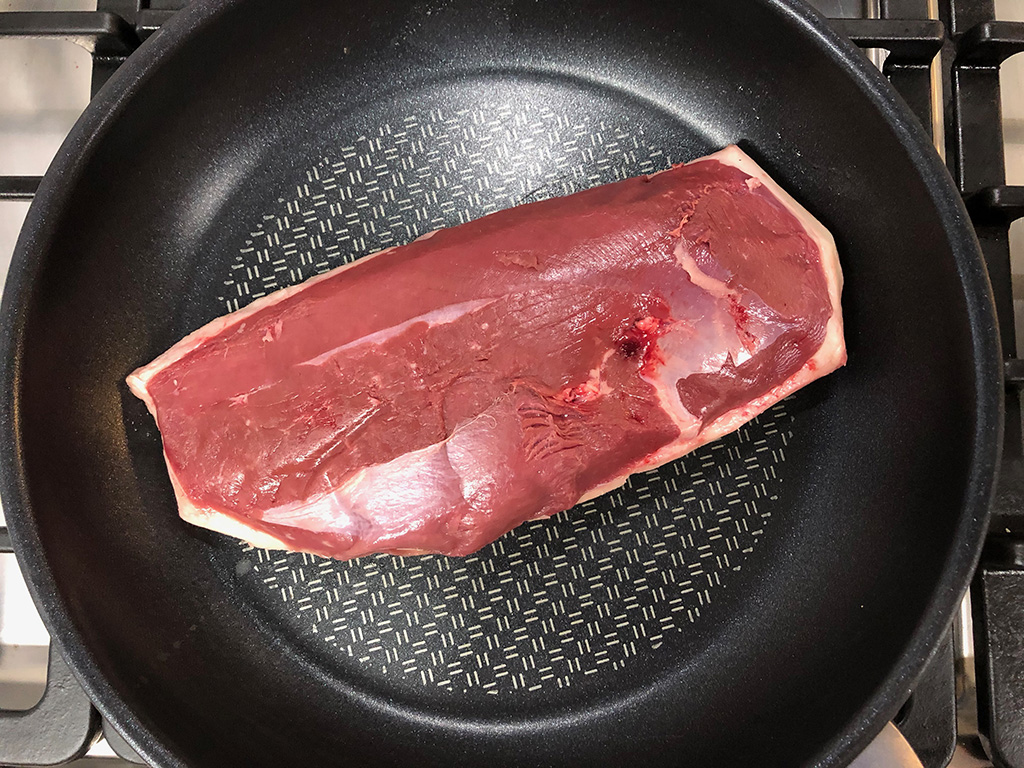 Duck breast in a cold skillet