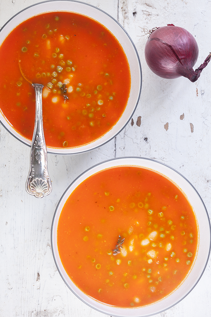 Roasted red pepper and bean soup
