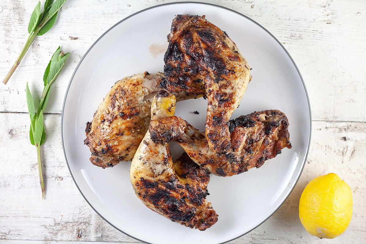 Barbecue sage and lemon chicken legs