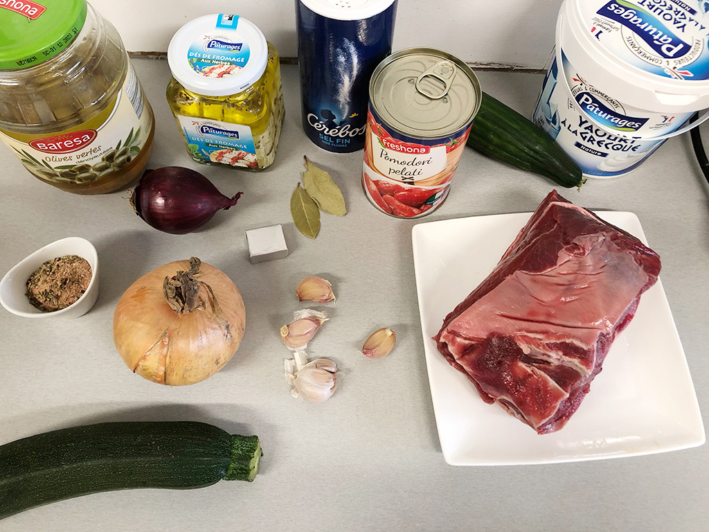 Greek beef stew ingredients