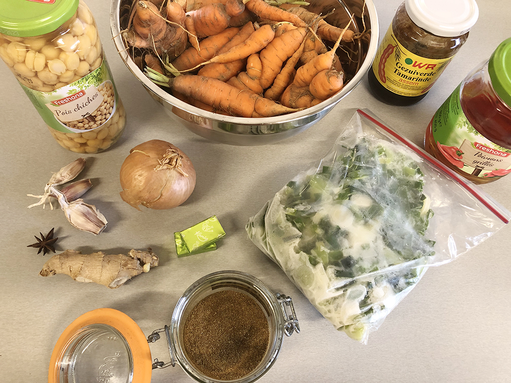 Carrot and leek soup ingredients