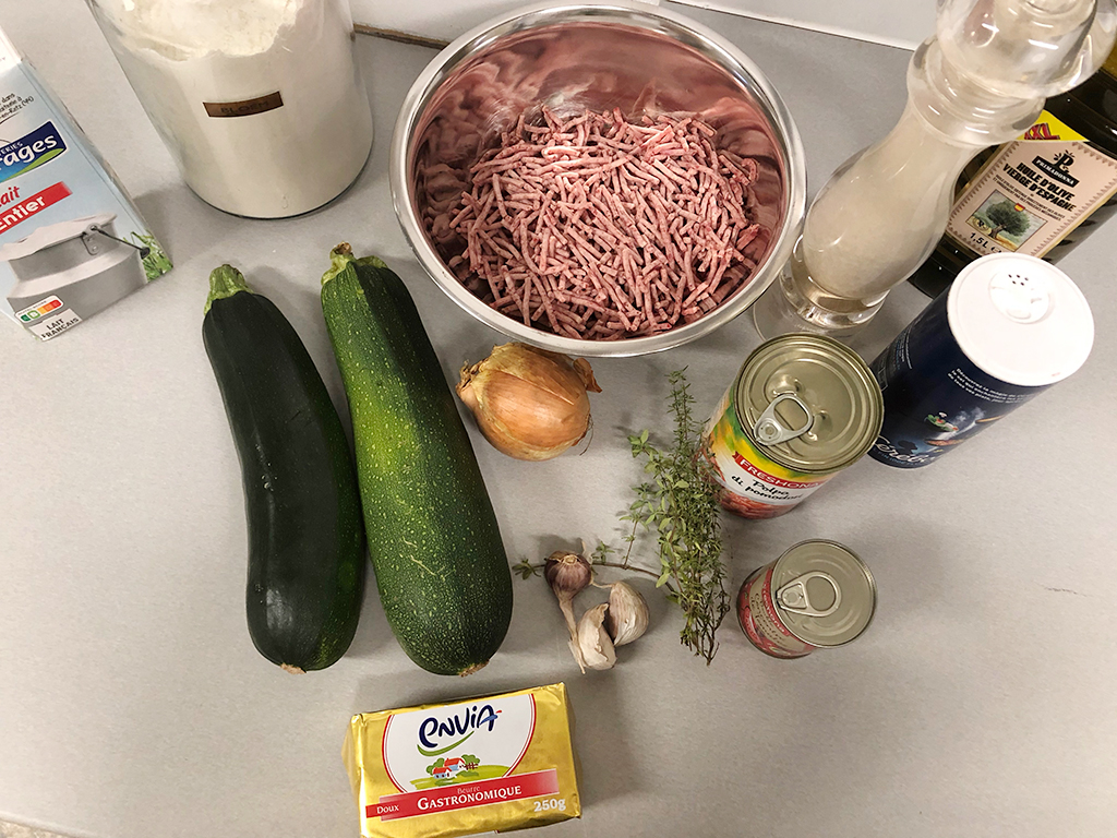 Zucchini lasagna ingredients